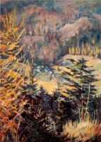 The Bialskie Mountains' Landscape - oil on canvas. Author: Jerzy Kaczorek